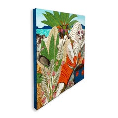 „I Need Vitamin Sea“ – Gemälde in Mischtechnik mit strukturierter Collage von Cabell Molina