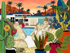 "Palm Springs Is Always A Good Idea" - Mixed Media Textured Collage Painting
