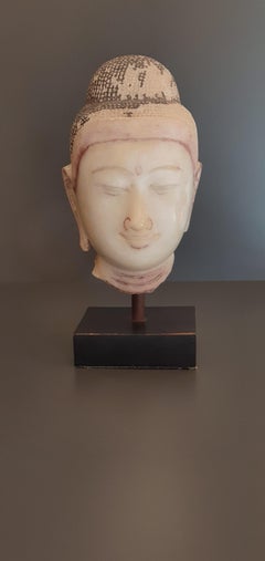 Cabeza de Buda en Alabastro , Birmania , S.XIX .