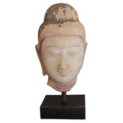Cabeza de Buda en Alabastro , Birmania , S.XIX .