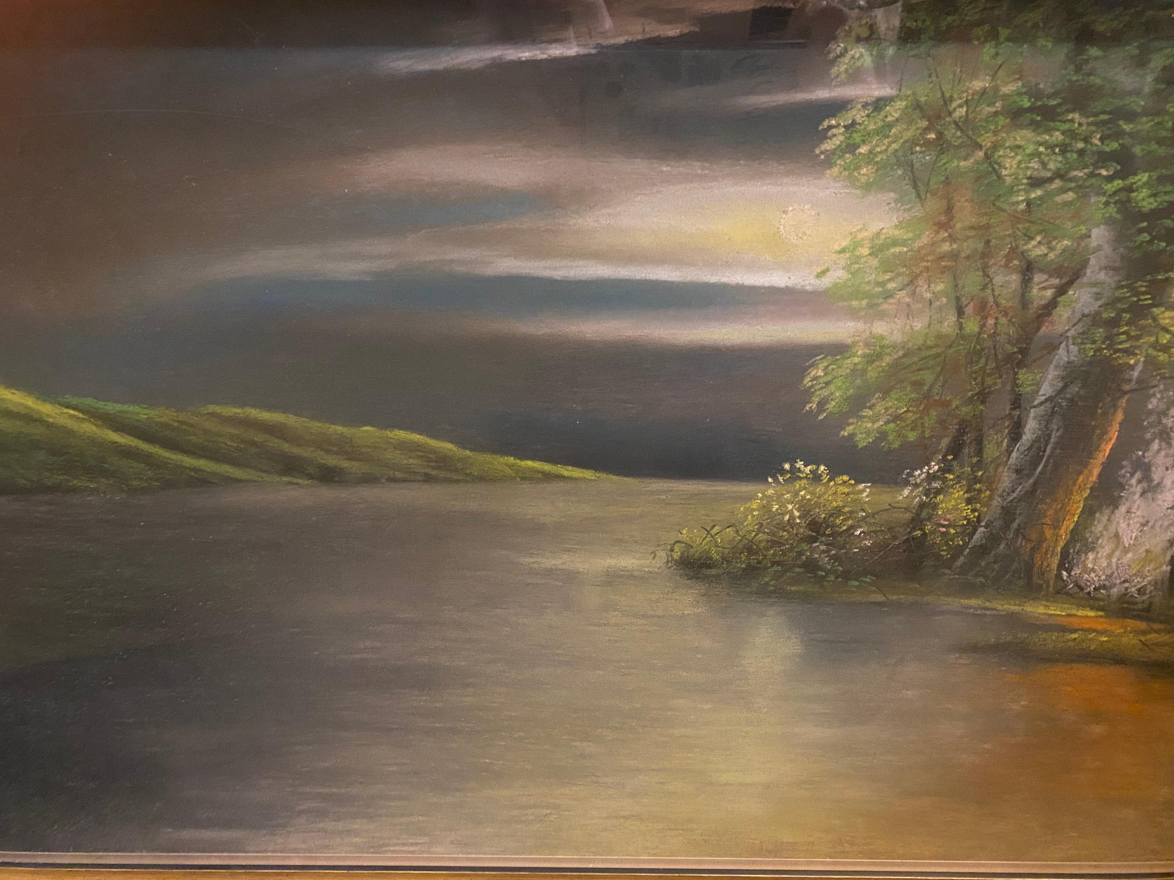 “The important thing is not to find, but to seek ». These words by André Gide are deeply echoed in this midcentury oil painting, which offers no answers, but invites us on a quest: that of time, light, and the fleeting imprint of the human in