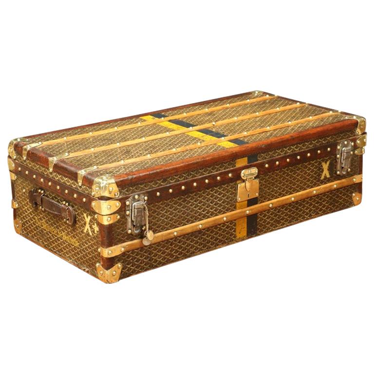 Goyard Suitcase in Woven Canvas, Goyard Steamer Trunk, Goyard Travel Bag  For Sale at 1stDibs