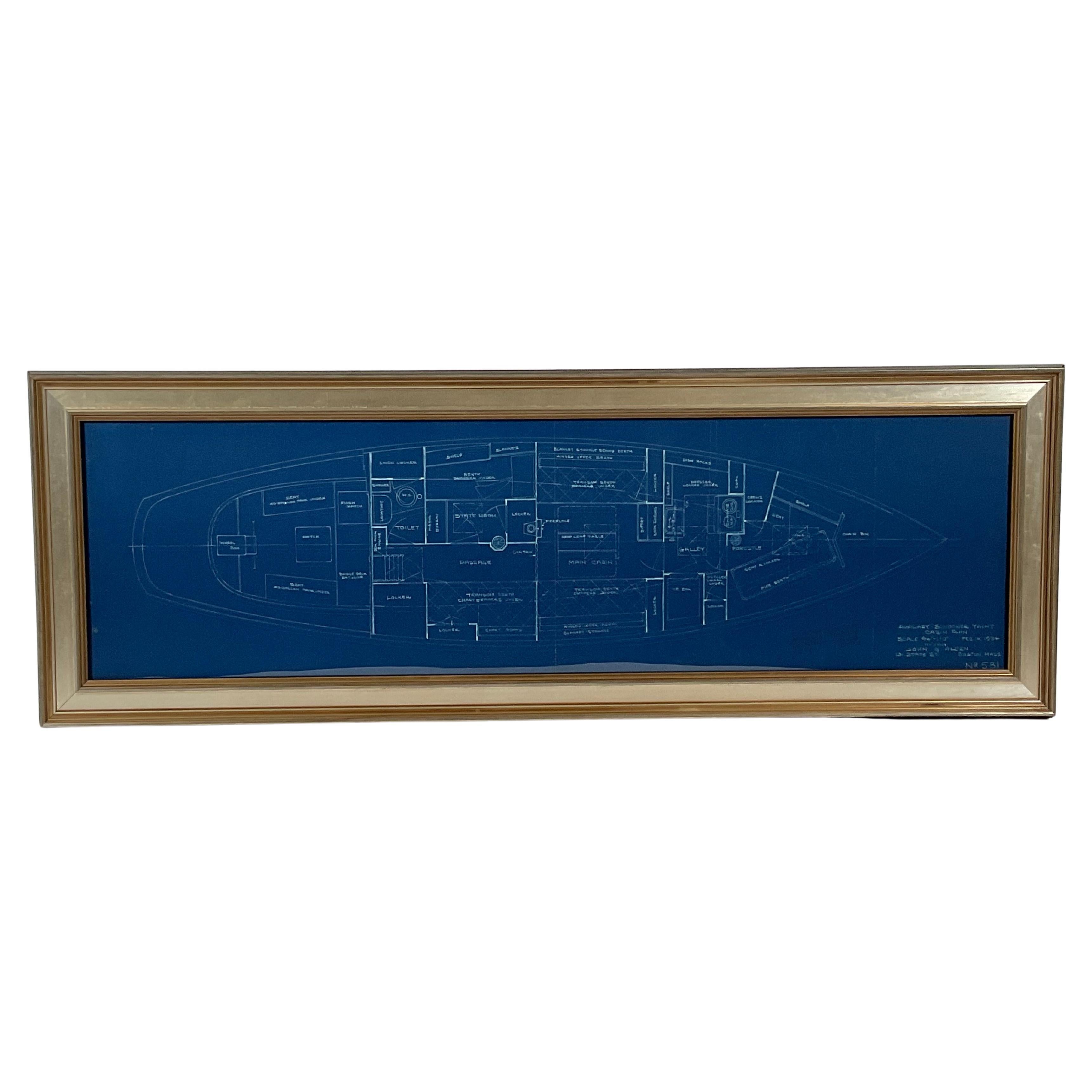 Cabin Plan Blueprint of the Yacht “Spirit” For Sale