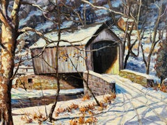 Cabin Run Covered Bridge Bucks County Pennsylvania Impressionist Oil Painting