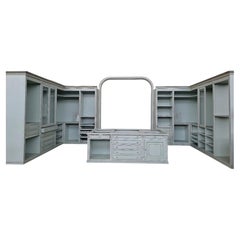 Classic Open Walk-in Closet in Light Blue/Pearl Gray Shades with Centra Island