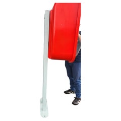 Red Polyester Pil Telephone Booth with Metal Base, French Design, 1980