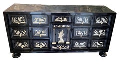 Cabinet 17th century from northern Italy, ebony veneer and ivory inlay