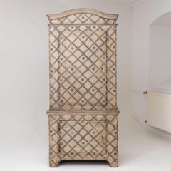 Handpainted Beige and Grey Baroque Cabinet, Softwood, 18th Century