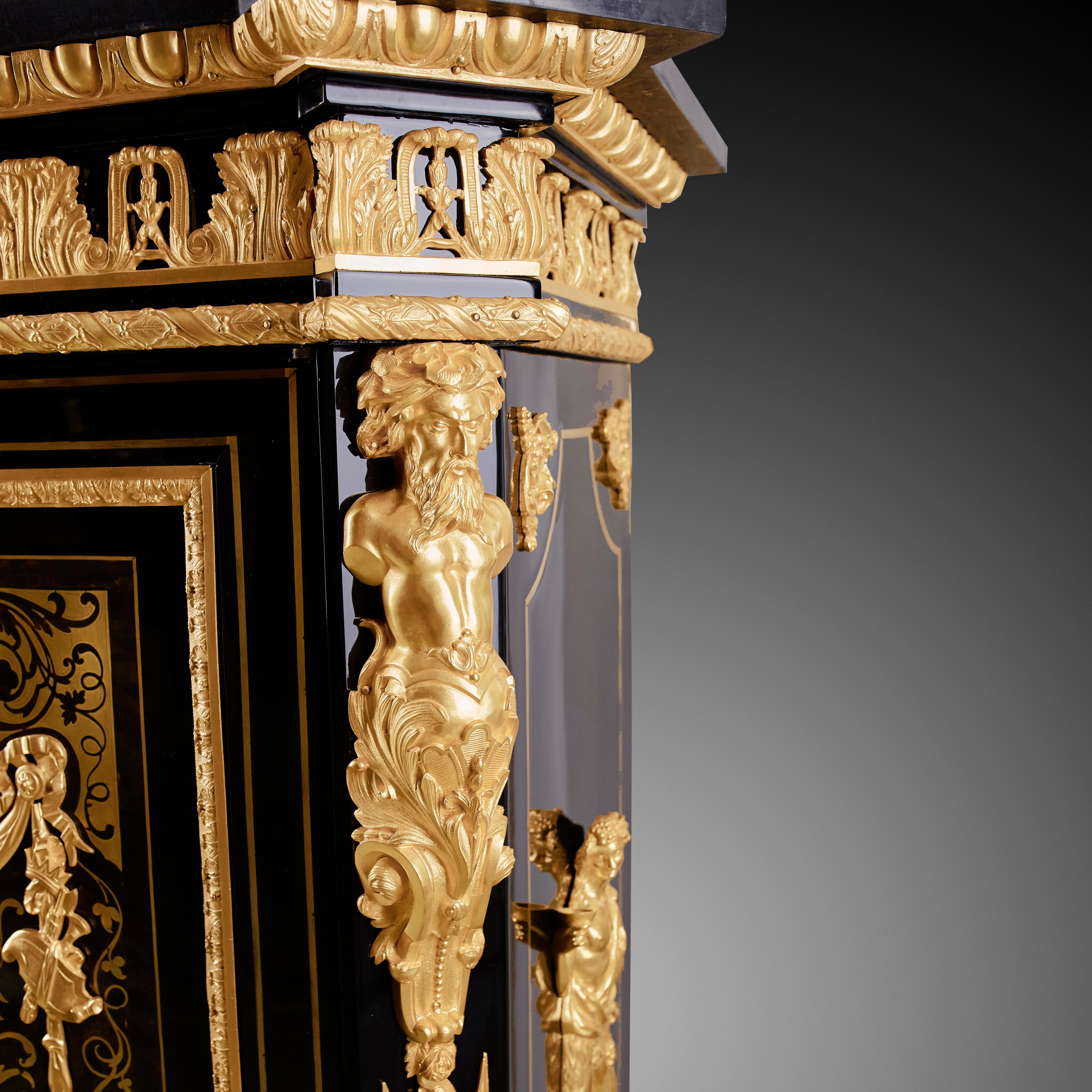 French Cabinet 19th Century, Napoleon III Period, Style Boulle For Sale