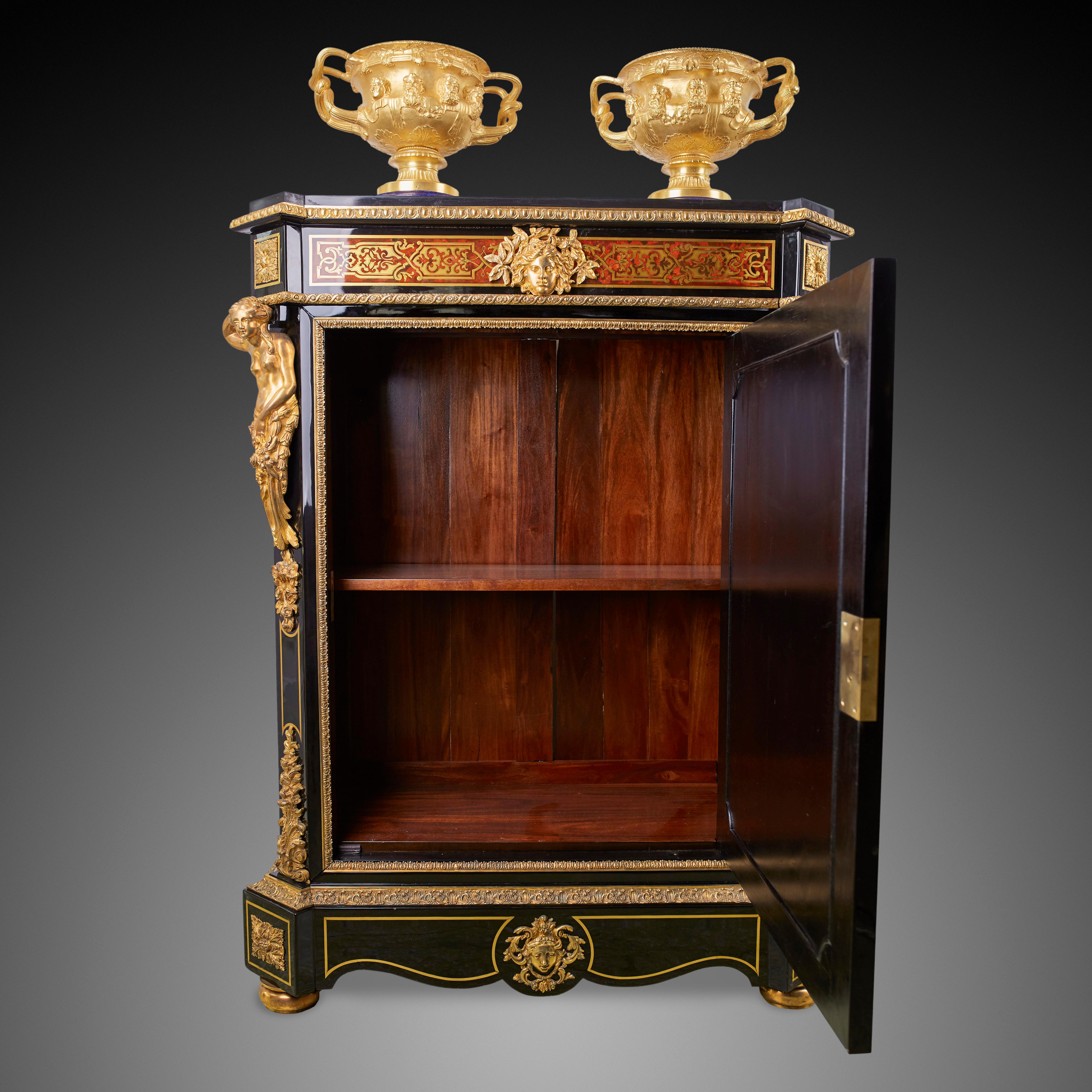 French Cabinet 19th Century, Napoleon III Period, Style Boulle For Sale