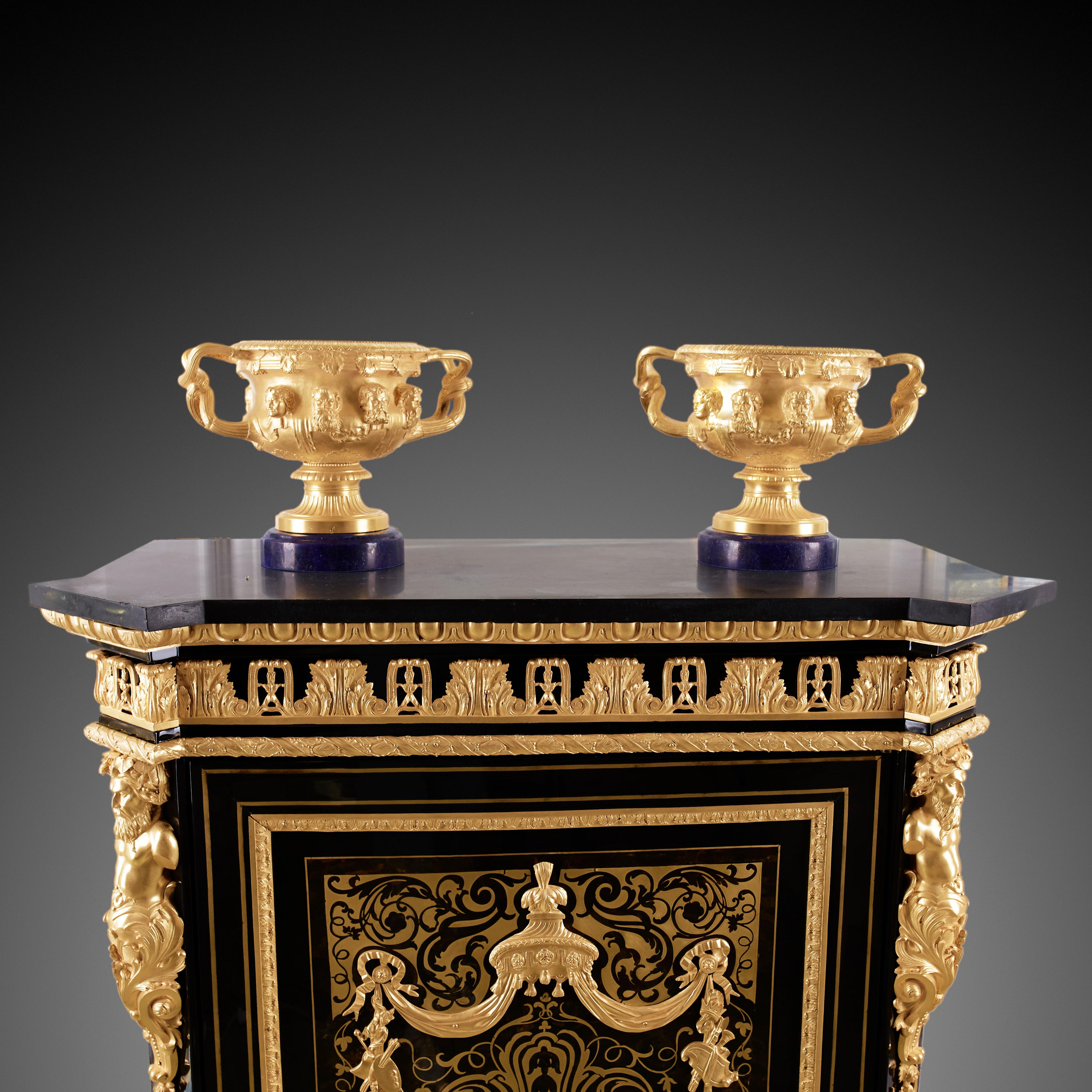 Gilt Cabinet 19th Century, Napoleon III Period, Style Boulle For Sale