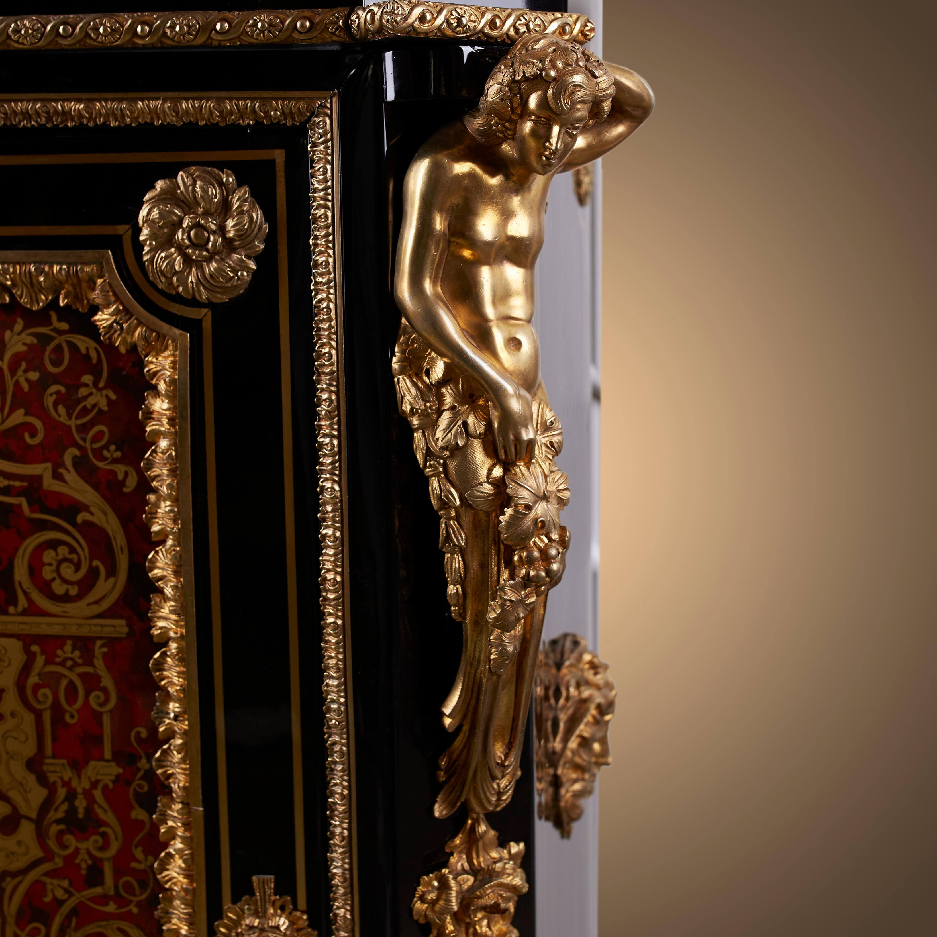 Tortoise Shell Cabinet 19th Century, Napoleon III Period, Style Boulle For Sale