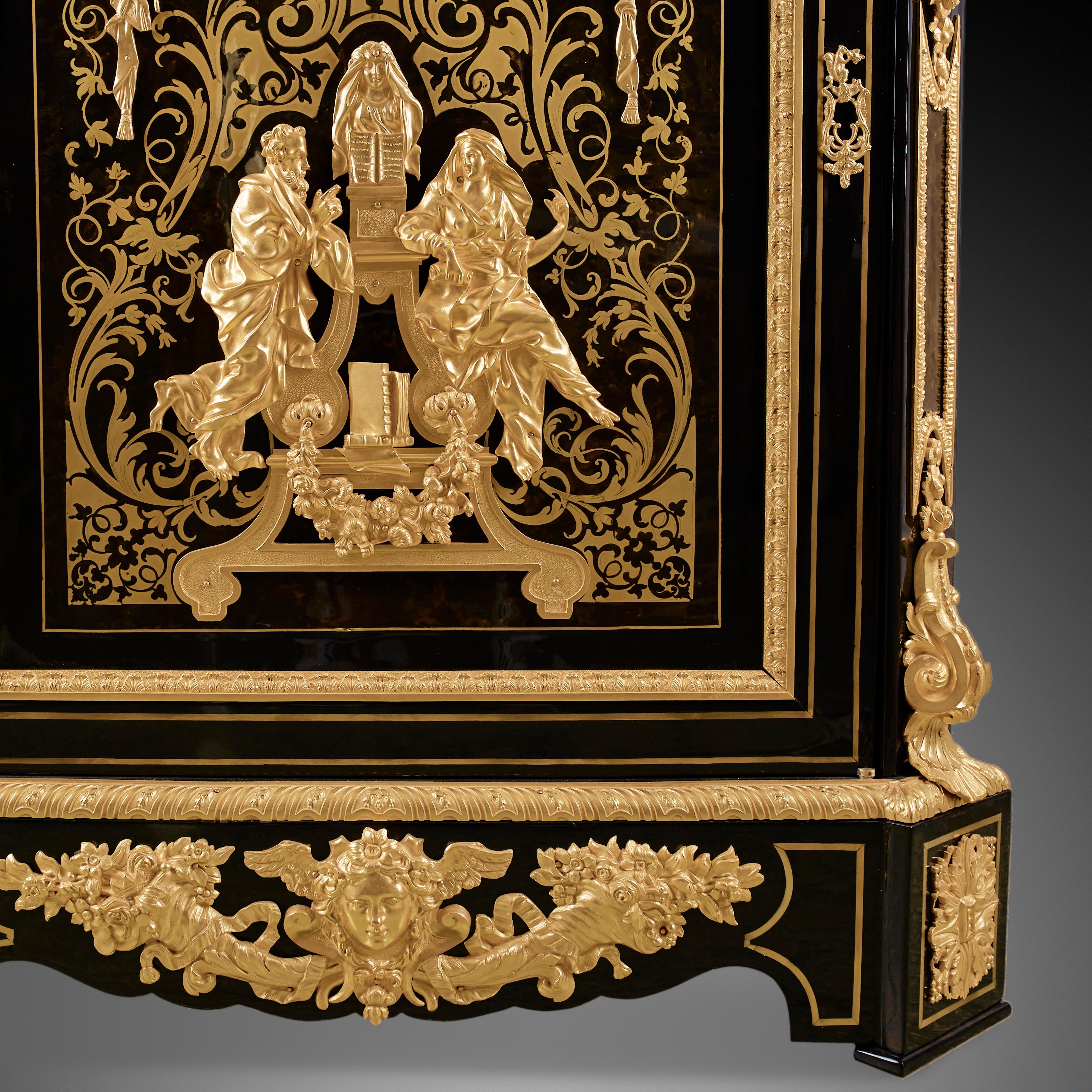 Bronze Cabinet 19th Century, Napoleon III Period, Style Boulle For Sale