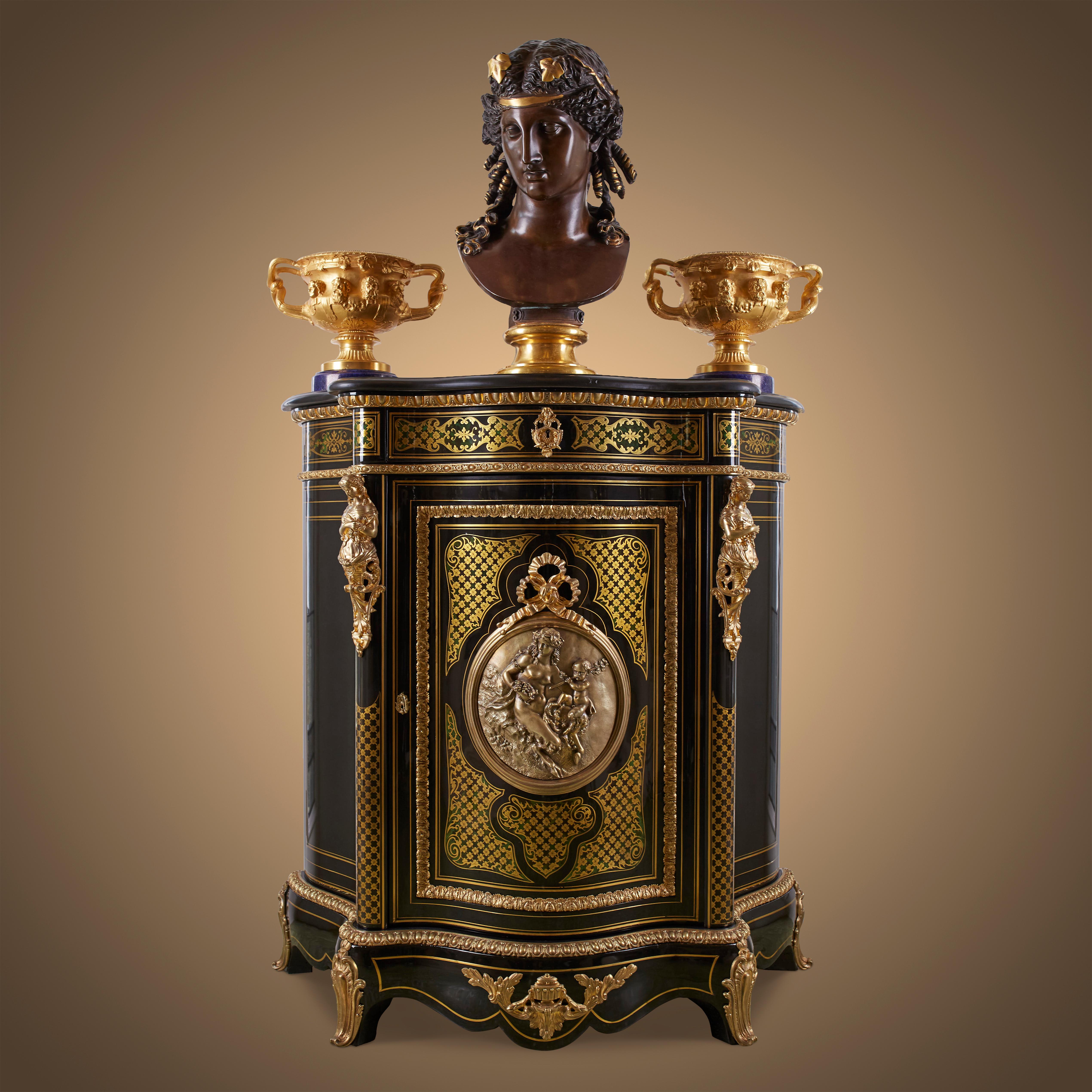Cabinet 19th Century Styl Boulle Blue Turtle Shell For Sale 5