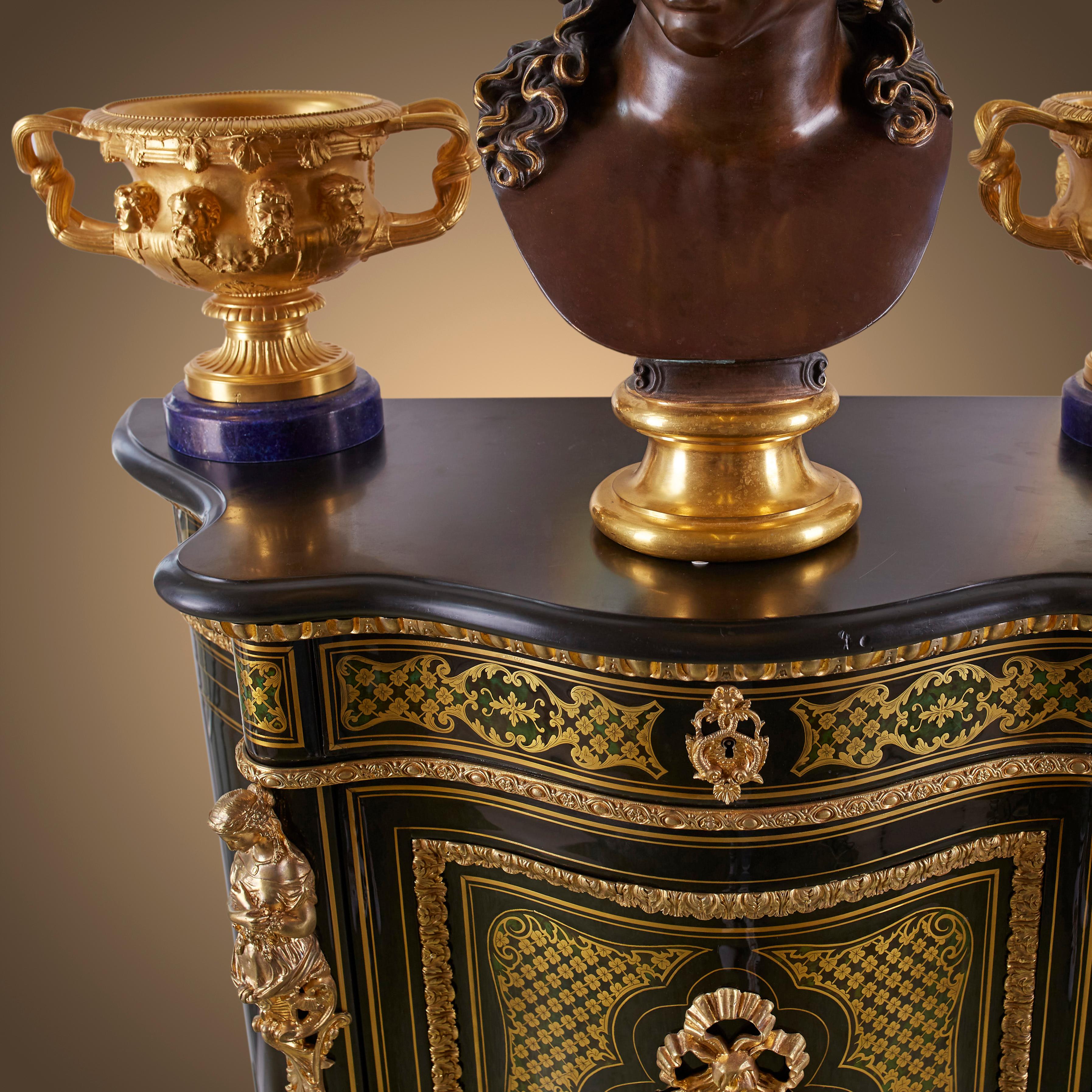 Napoleon III Cabinet 19th Century Styl Boulle Blue Turtle Shell For Sale