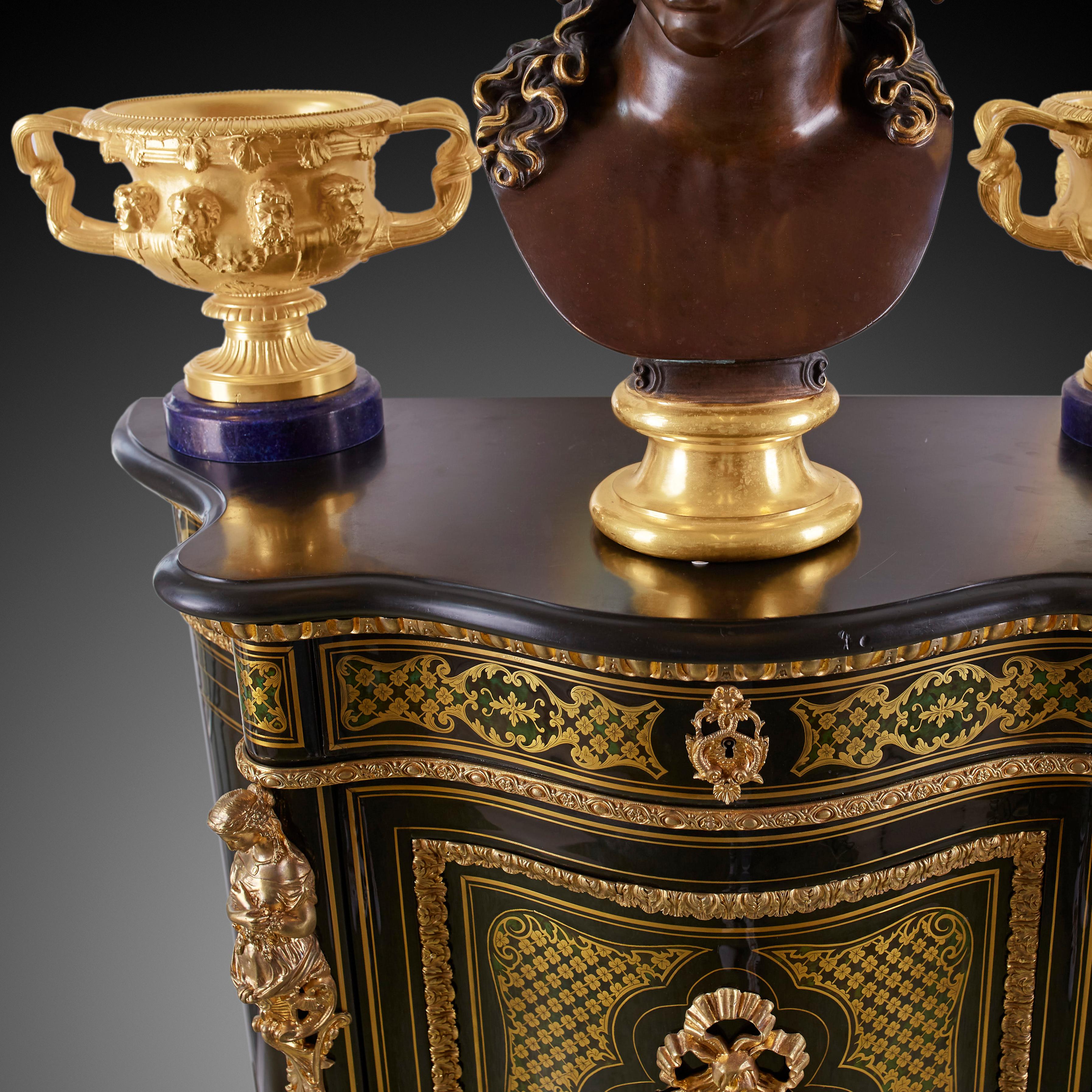 Gilt Cabinet 19th Century Styl Boulle Blue Turtle Shell For Sale