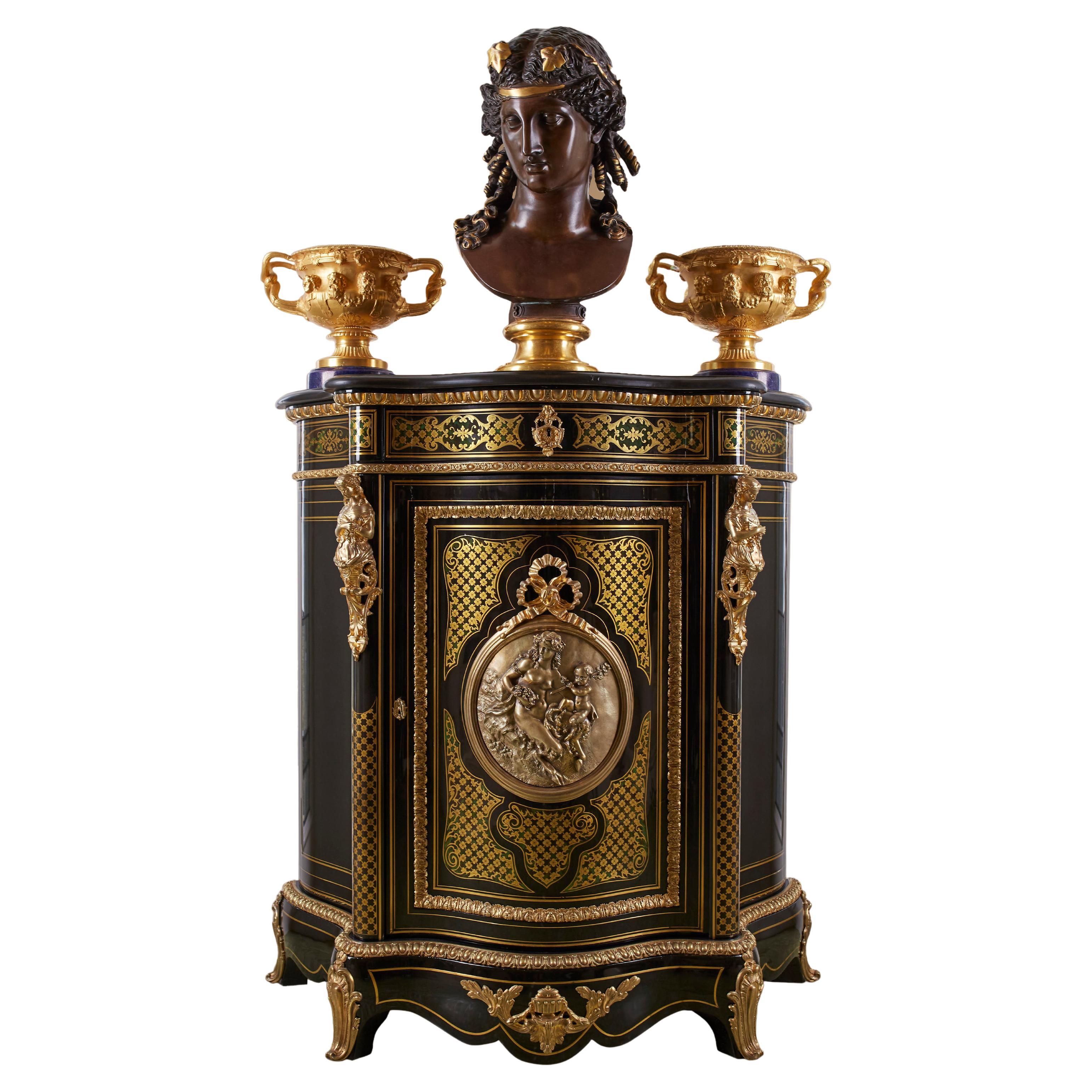 Cabinet 19th Century Styl Boulle Blue Turtle Shell For Sale