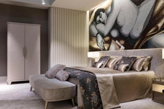 Cabinet 2 Wings Doors Upholstered Leather Metal Pull Led Lighting Opening Sensor