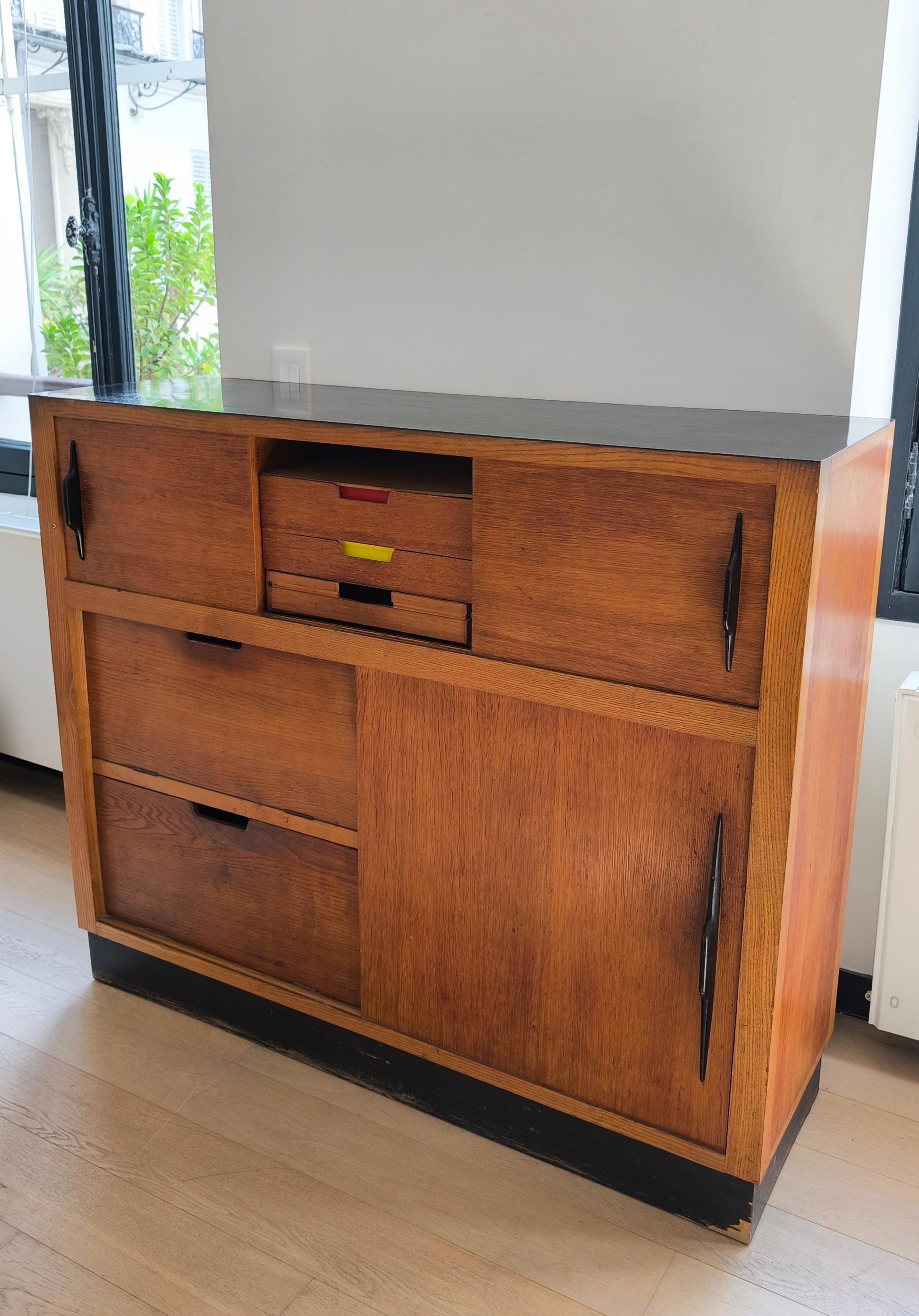 French Cabinet 50s reminds Works of Charlotte Perriand, Le Corbusier, Jean Prouvé For Sale