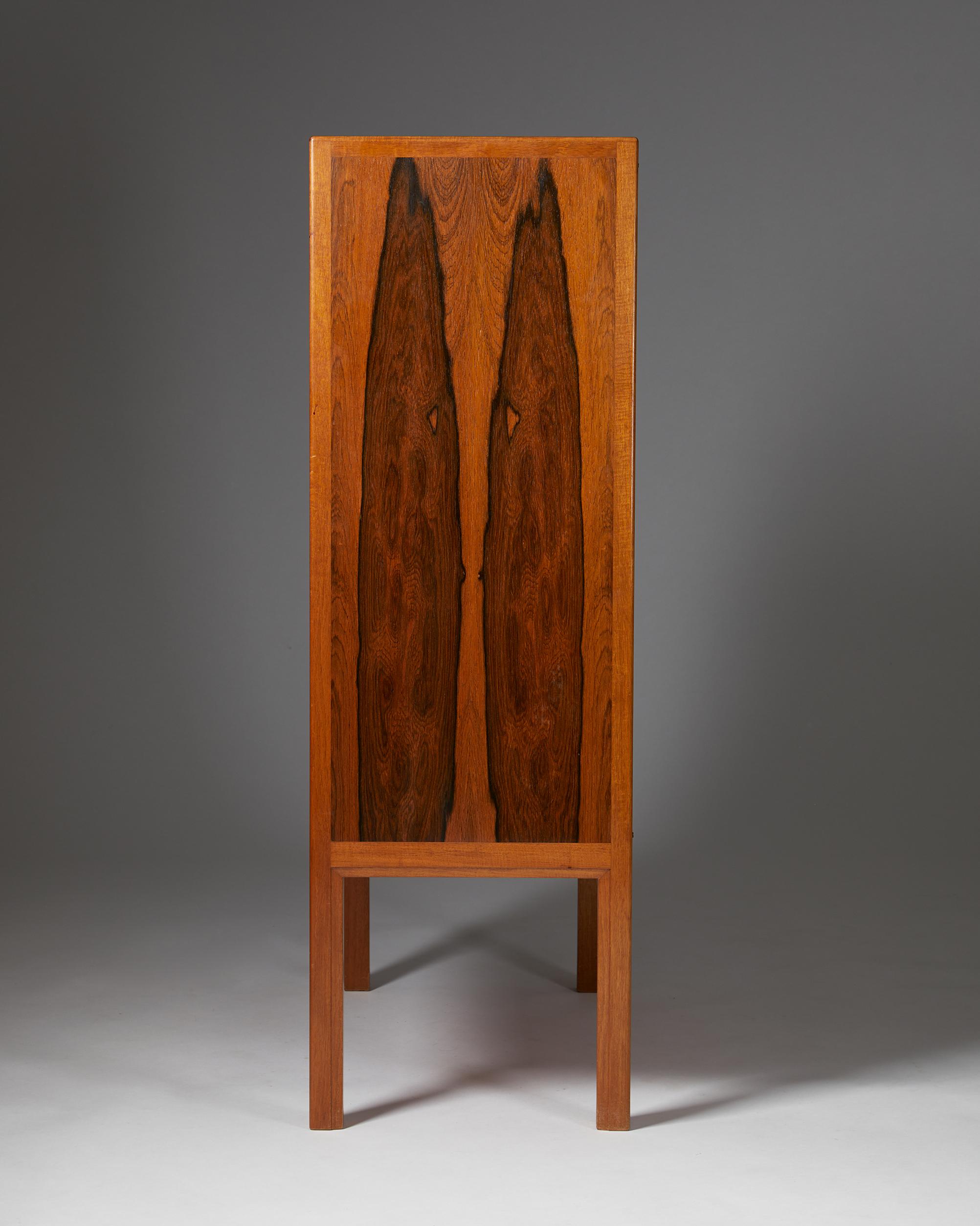 20th Century Cabinet, Anonymous, Brazillian Rosewood and Mahogany, Sweden, 1950s For Sale