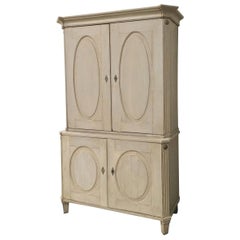 Cabinet, Antique Swedish Two-Tiered with Painted Finish