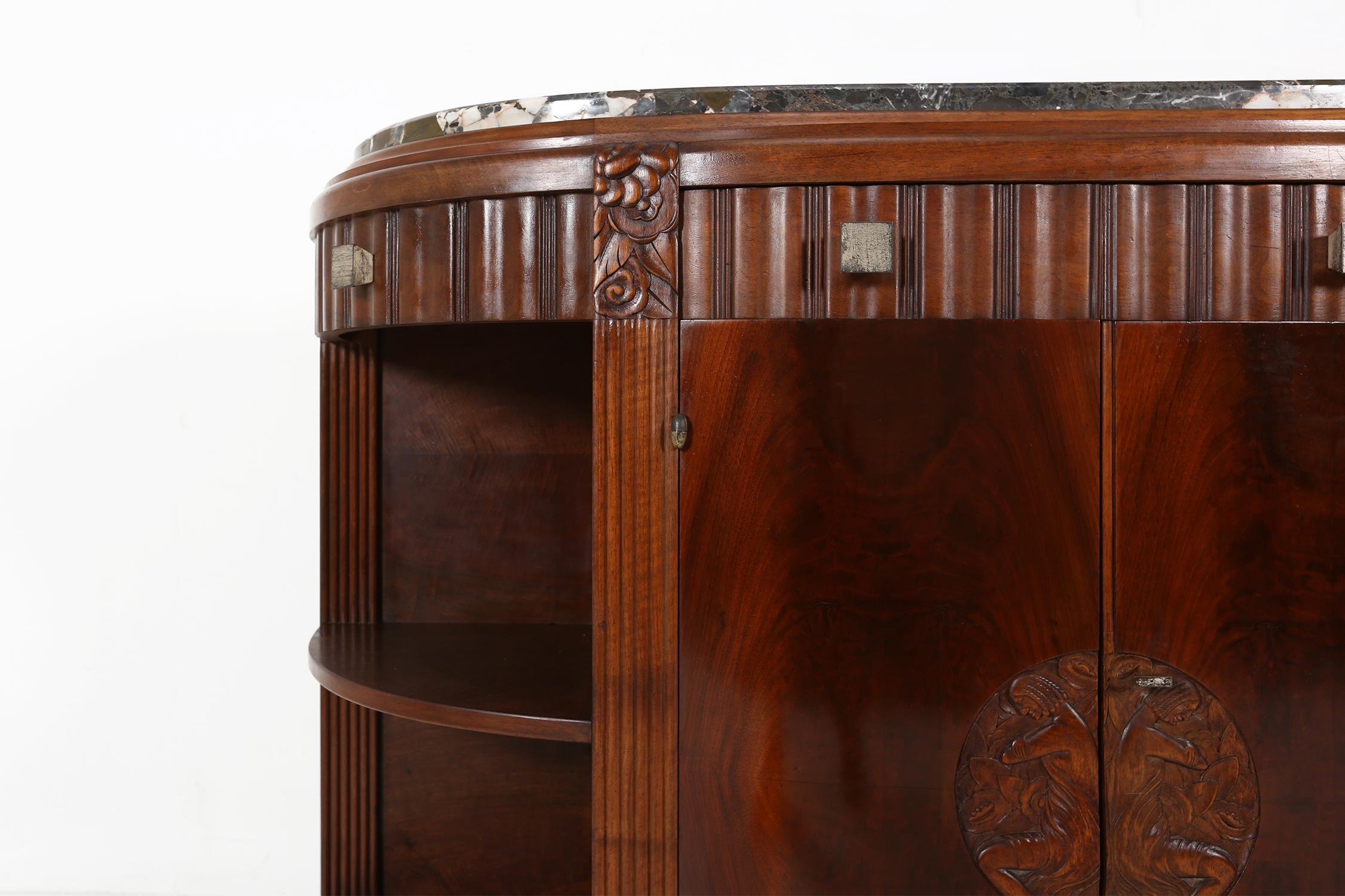 Marble Cabinet Attributed to Léon Jallot For Sale