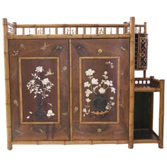 Cabinet Bamboo, Lacquer, Mother-of-Pearl Inlays and Bronze Subjects, circa 1900