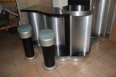 Cabinet Bar Pop Art 1970 Italian Design  Laminate Black Color with Stools