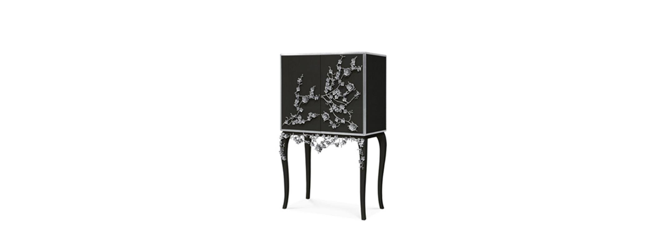 Contemporary Cabinet-Bar with Flowers For Sale
