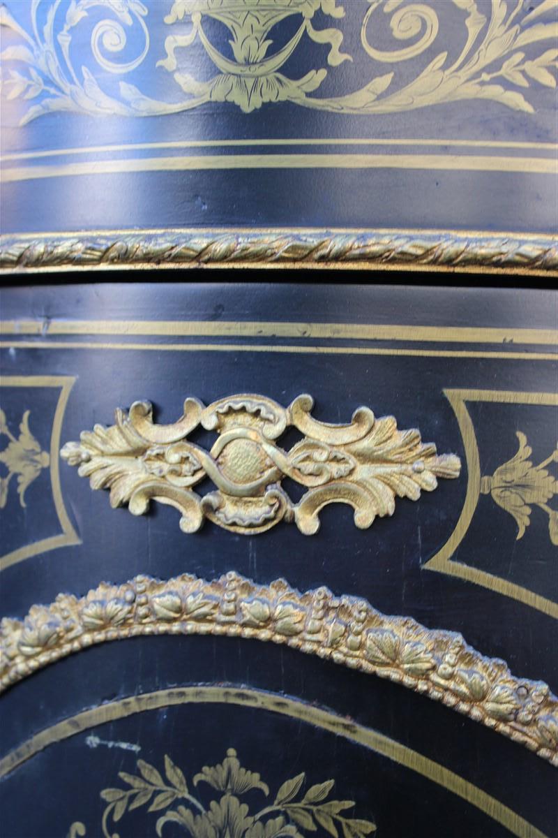 Cabinet Black and Gold Napoleon III 1860 France marble Top André-Charles Boulle For Sale 4