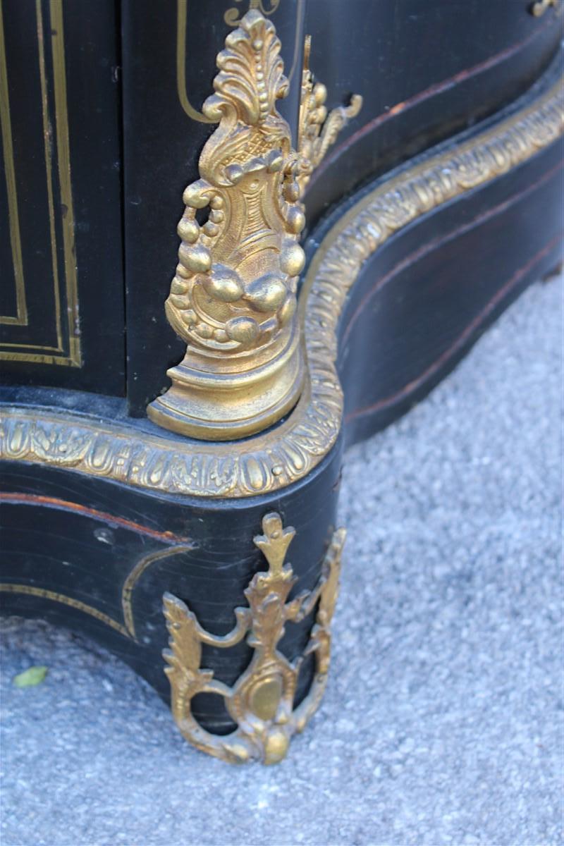 Cabinet Black and Gold Napoleon III 1860 France marble Top André-Charles Boulle For Sale 6