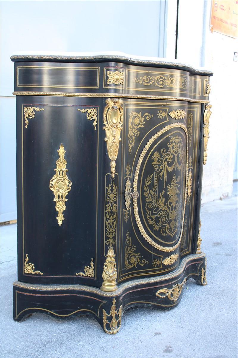 Cabinet Black and Gold Napoleon III 1860 France marble Top André-Charles Boulle For Sale 9