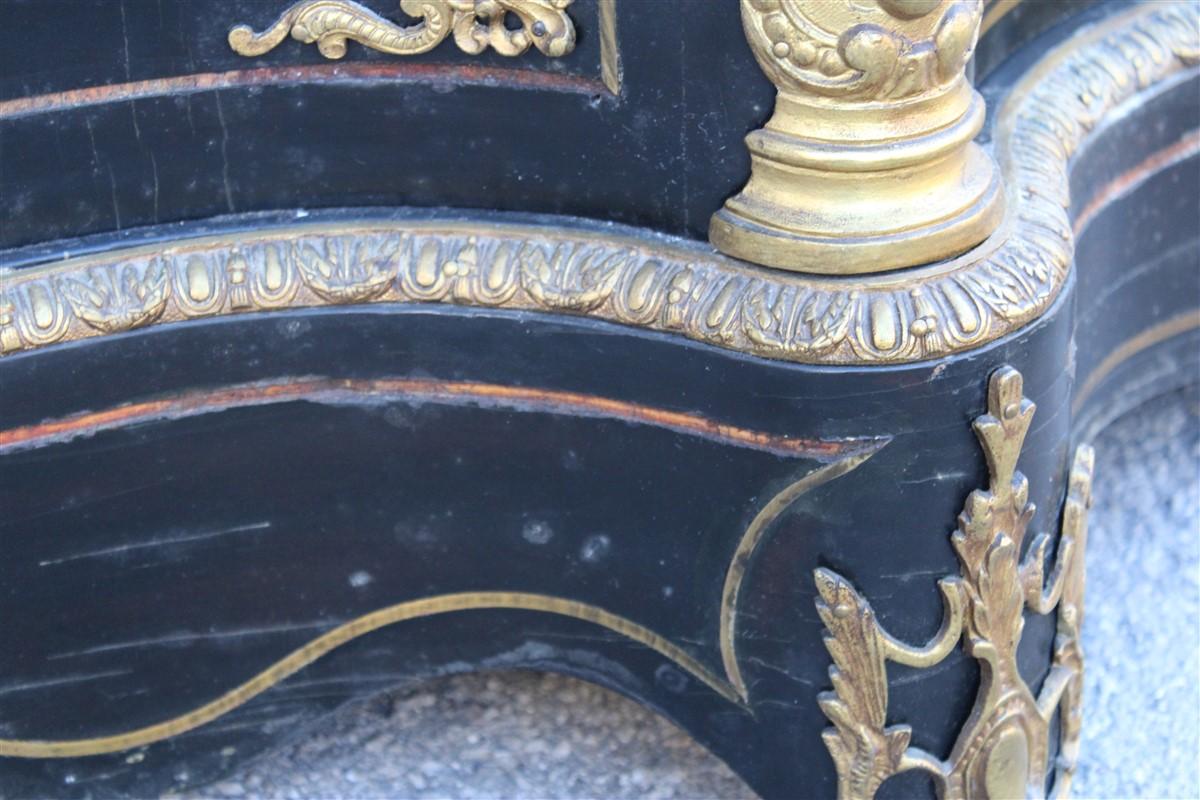 Cabinet Black and Gold Napoleon III 1860 France marble Top André-Charles Boulle For Sale 10