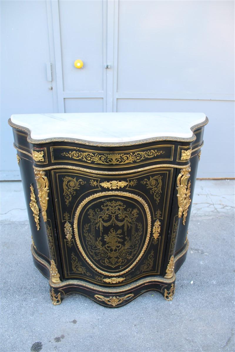 Cabinet Black and Gold Napoleon III 1860 France marble Top André-Charles Boulle For Sale 12