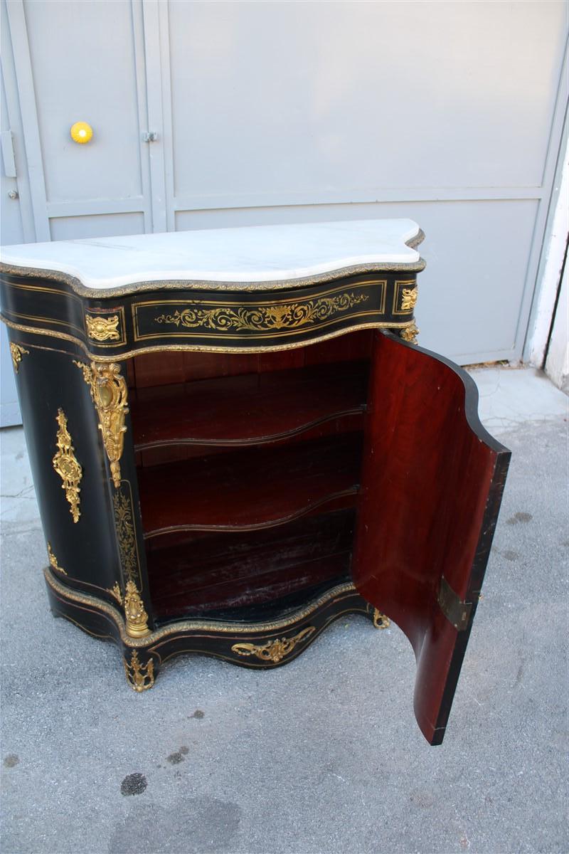 Cabinet Black and Gold Napoleon III 1860 France marble Top André-Charles Boulle For Sale 13