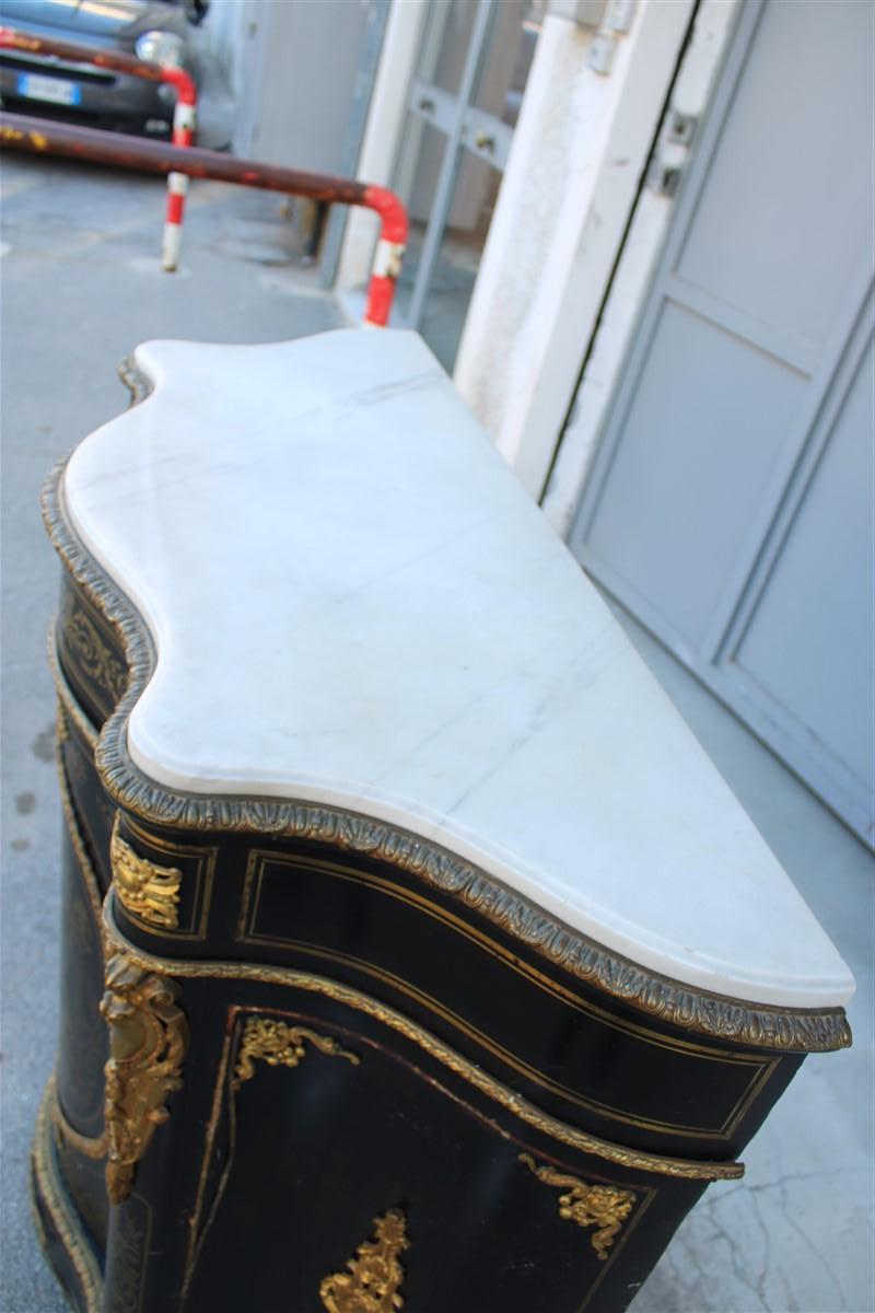 Mid-19th Century Cabinet Black and Gold Napoleon III 1860 France marble Top André-Charles Boulle For Sale