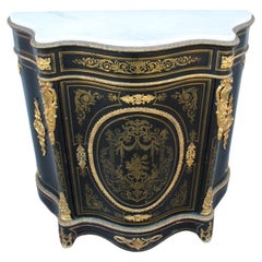 Cabinet Black and Gold Napoleon III 1860 France marble Top André-Charles Boulle