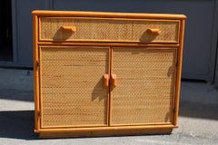 Cabinet  Buffet Made Entirely by Hand in the 1950s in Italy Bamboo Drawers