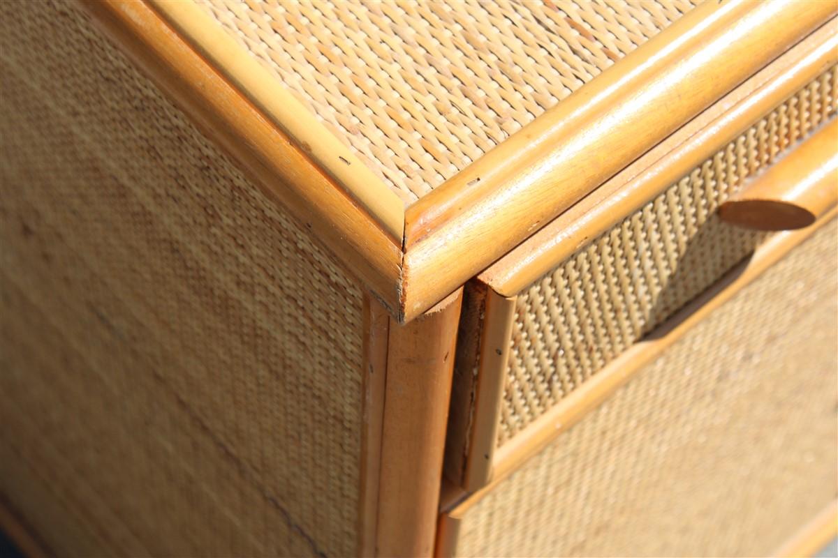Bambù Armadietto  Buffet interamente realizzato a mano negli anni '50 in Italia Cassetti in bambù in vendita