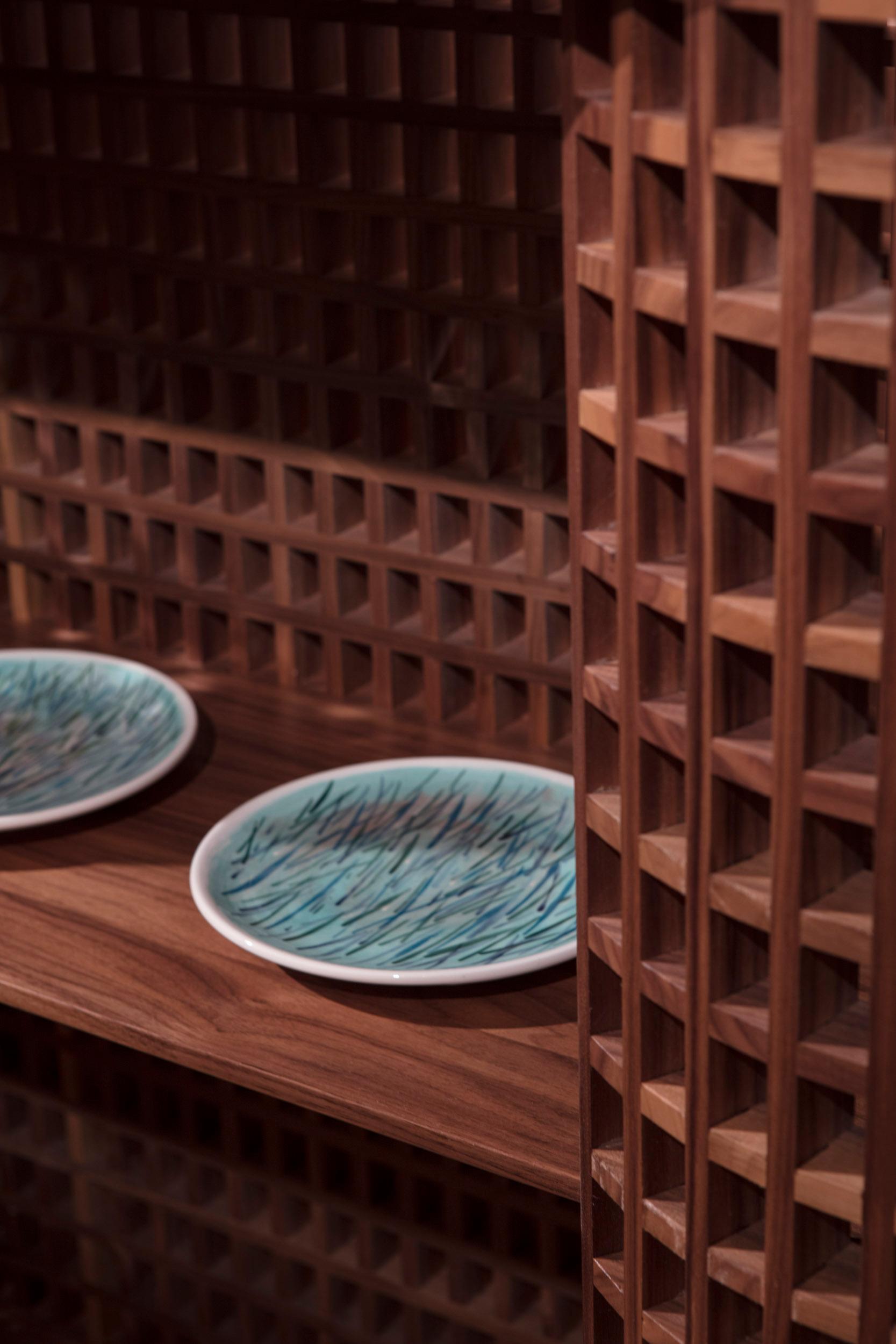 Italian Carabottino cabinet, in canaletto walnut, by Cara Davide for Medulum For Sale