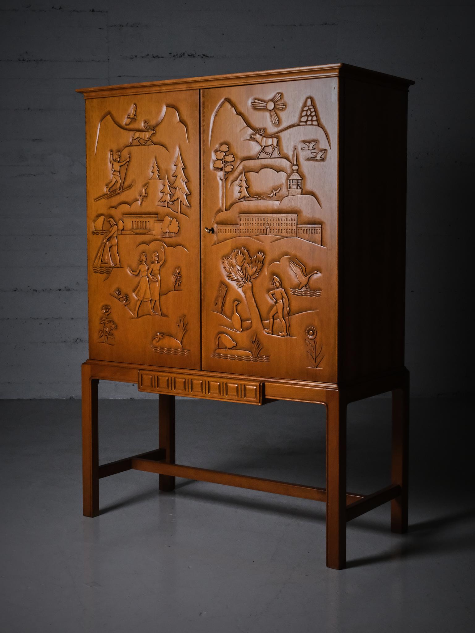 Scandinave moderne Armoire d'Eugen Höglund pour Bildh. verkstad Vetlanda, Suède, années 1940 en vente