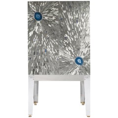 Cabinet by Stan Usel in Mosaic Stainless Steel and Blue Agate