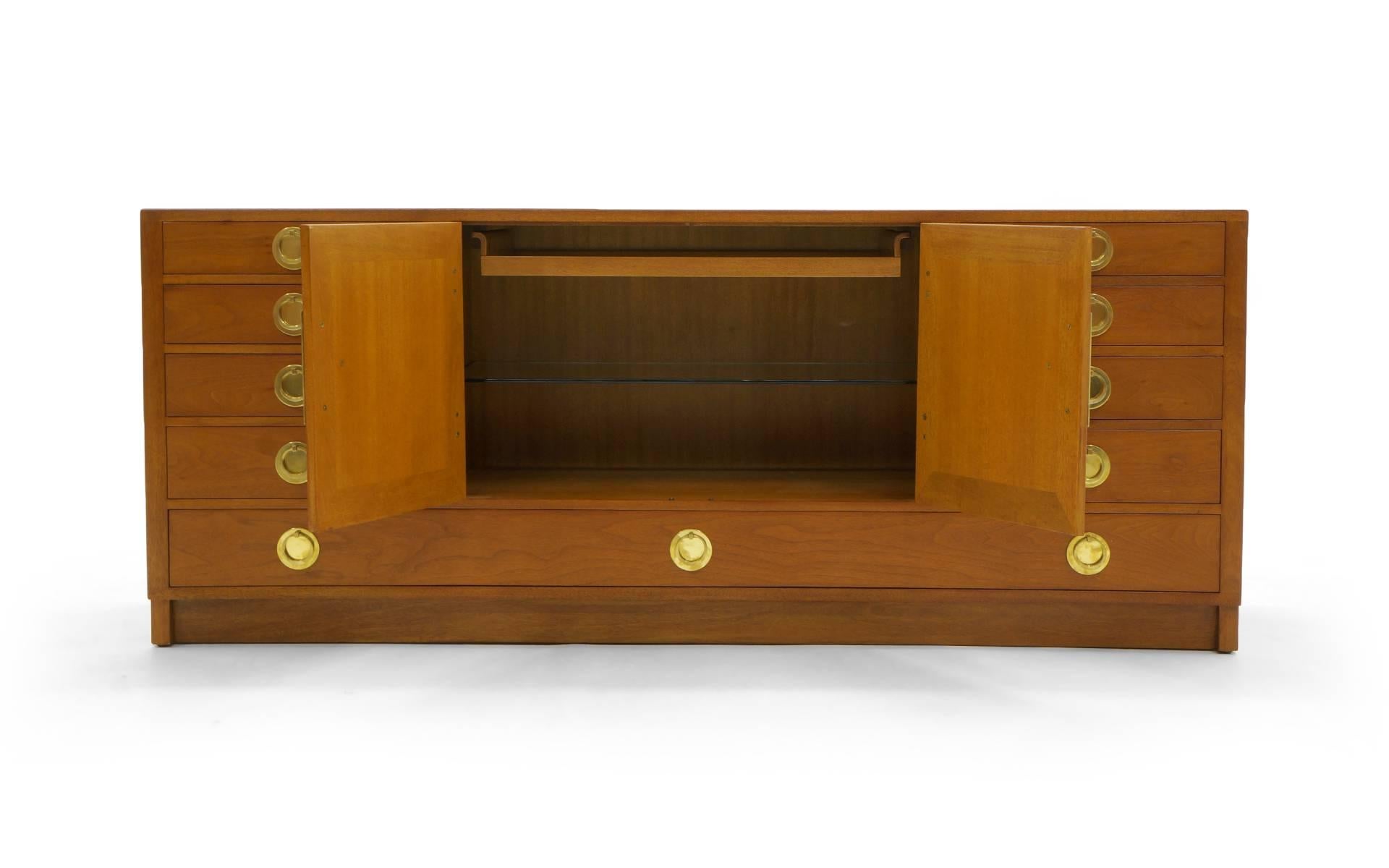 American Cabinet / Credenza by Edward Wormley, Brass and Mahogany.  Excellent Condition.