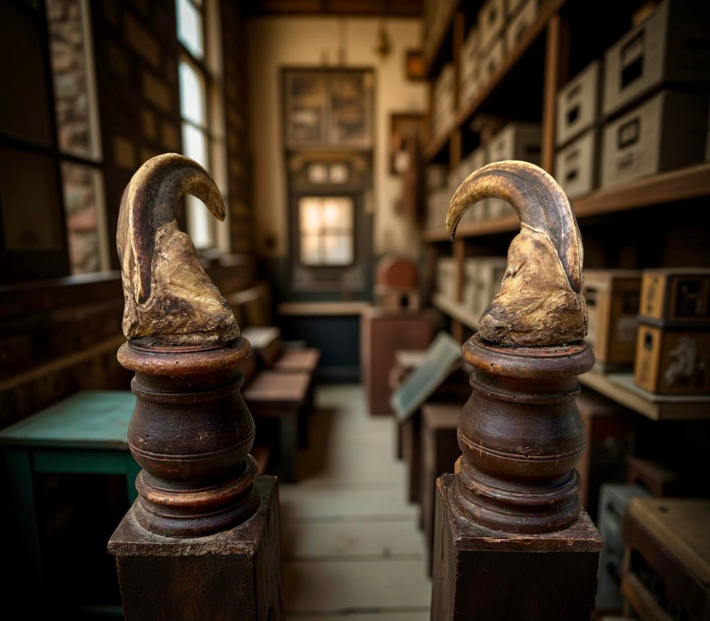 Os Cabinet de curiosité Wunderkammer Paire de défenses de phacochères du XVIIIe siècle en vente