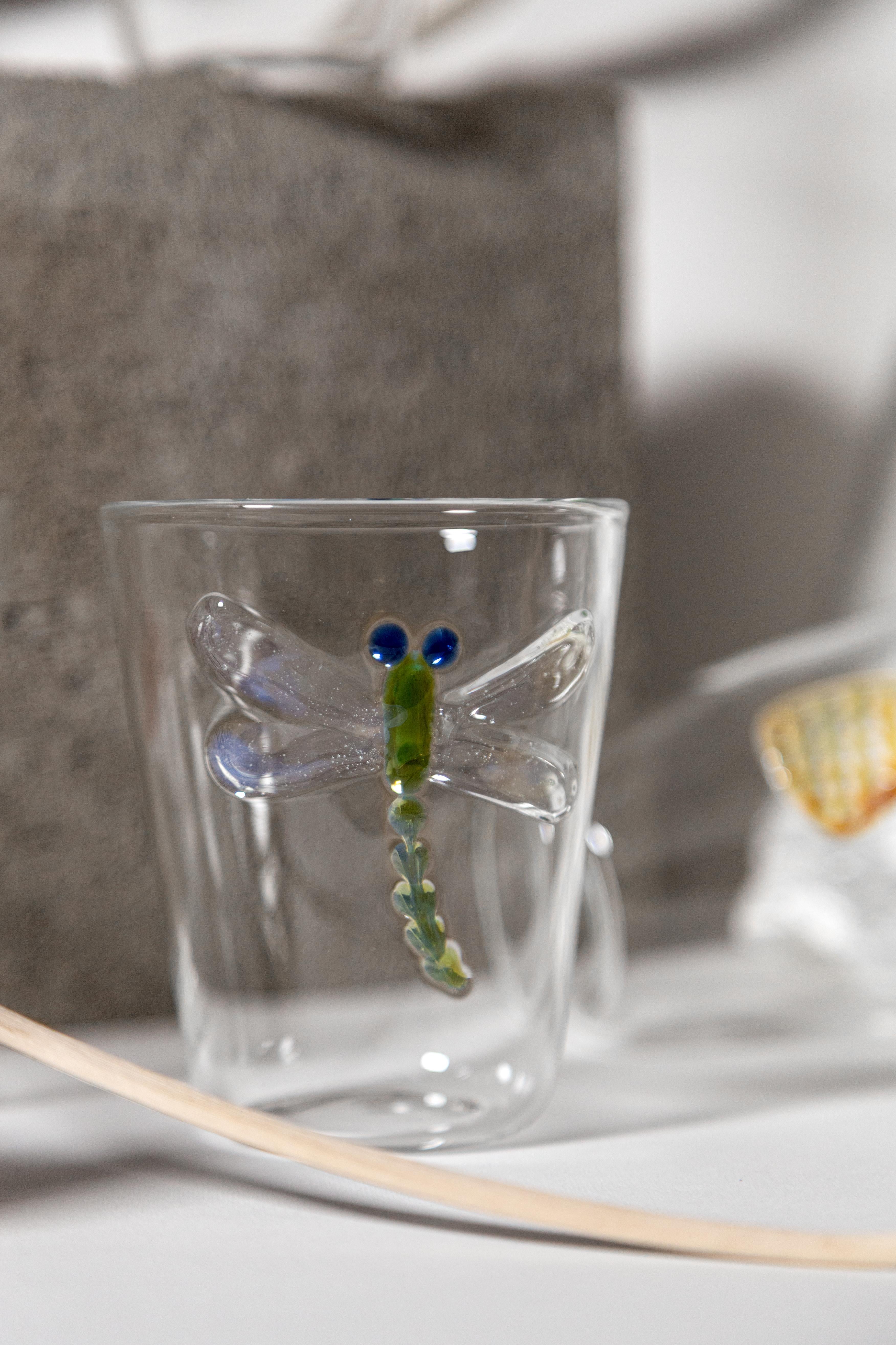 Cabinet de Curiosités, Contemporary Blown Water Glass with Decorative Details For Sale 4