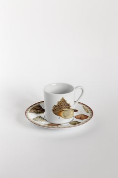 Cabinet de Curiosités, Six Contemporary Decorated Coffee Cups with Plates