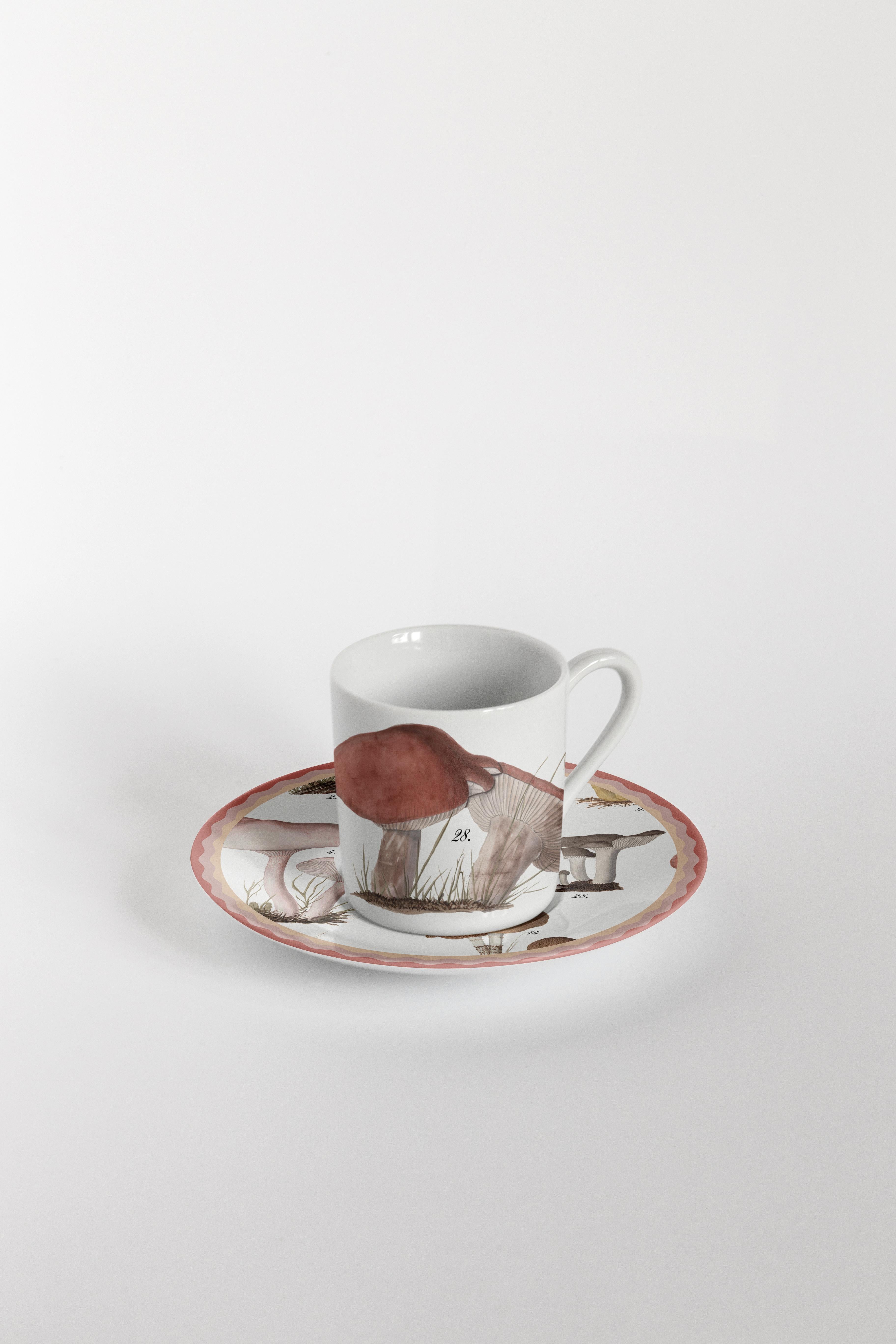 Cabinet de Curiosités, Six Contemporary Decorated Coffee Cups with Plates In New Condition For Sale In Milano, Lombardia