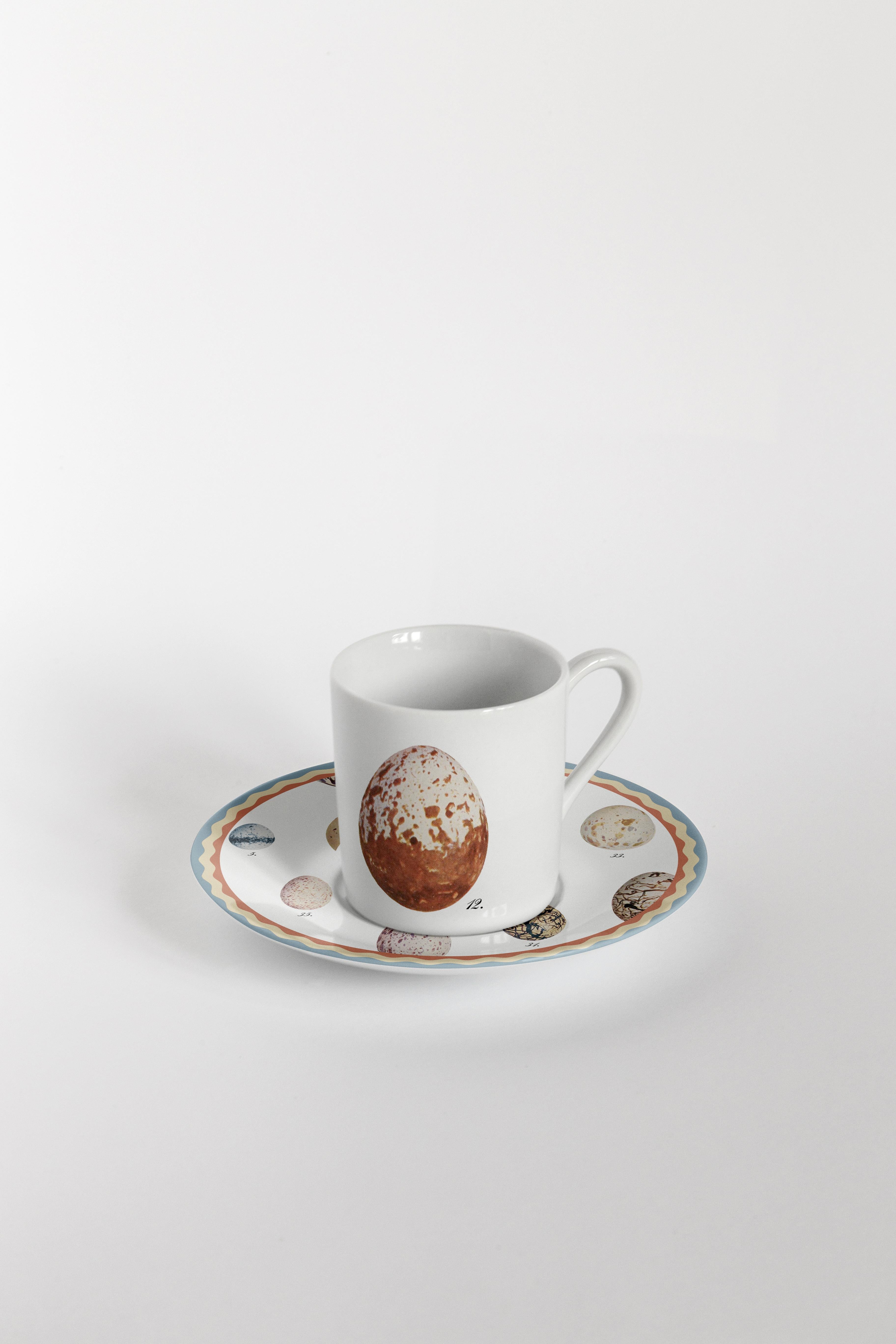 Cabinet de Curiosités, Six Contemporary Decorated Coffee Cups with Plates For Sale 2