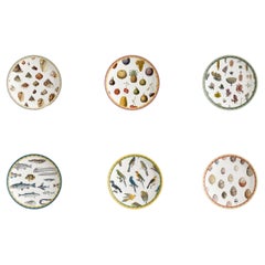 Cabinet de Curiosités, Six Contemporary Decorated Porcelain Dessert Plates