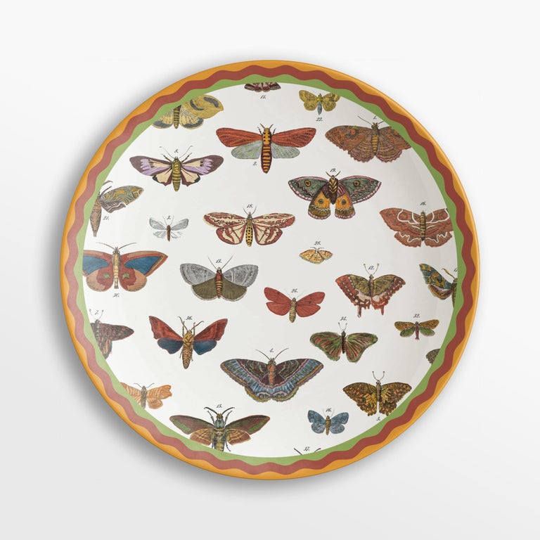 Italian Cabinet de Curiosités, Six Contemporary Decorated Porcelain Dinner Plates For Sale